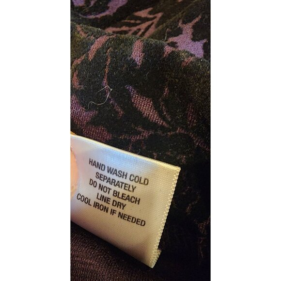 NEW Roz & Ali Purple & Black Velvet Damask Print Leggings M - Picture 12 of 13